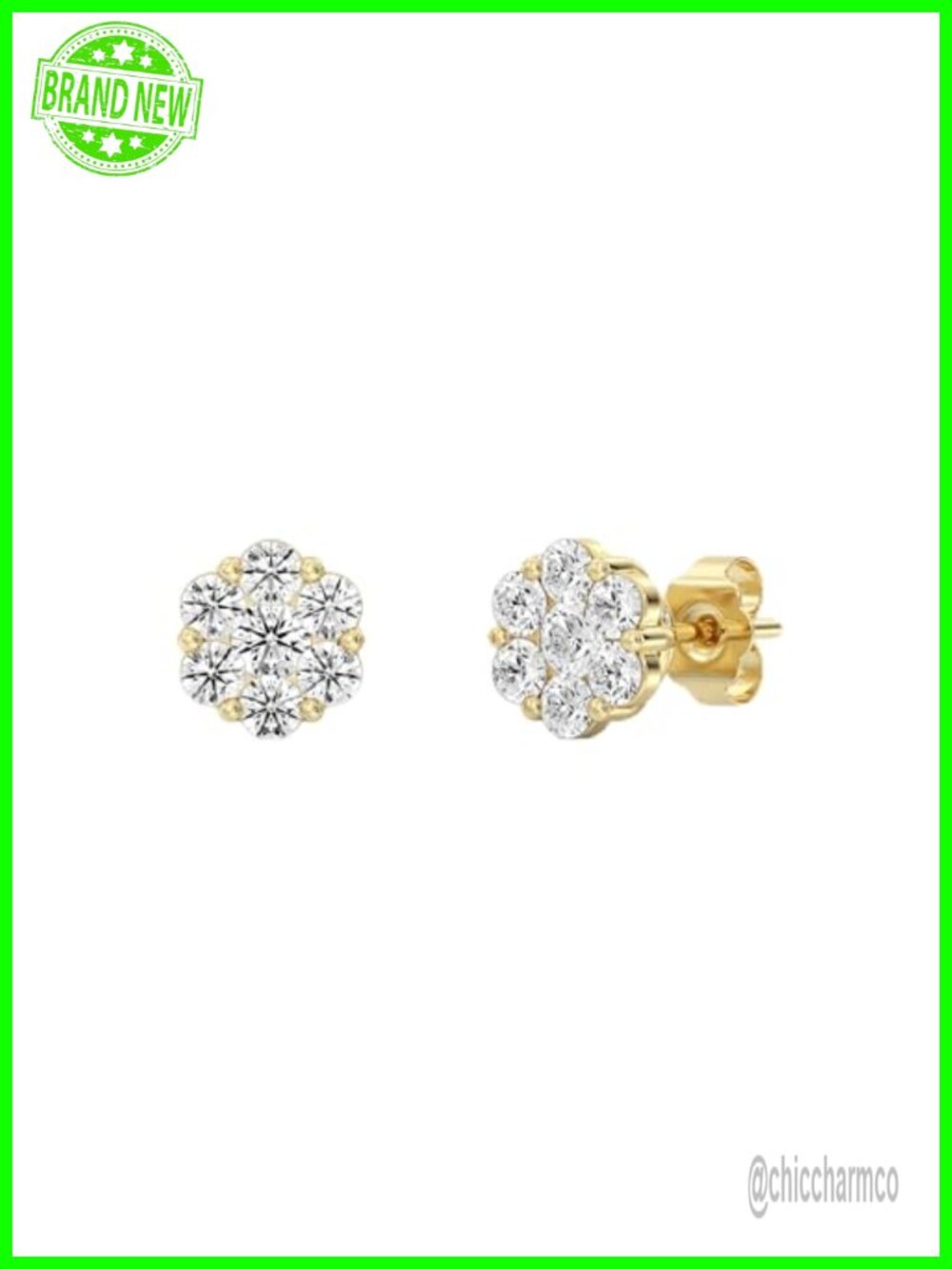 LabGrown Diamond 1.5 CTW Gold Plated Sterling Silver Stud Earrings